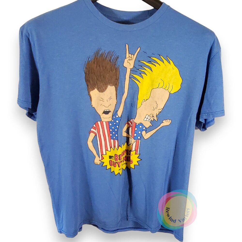 Beavis and Butt-Head MTV Shirt XL Heather Blue